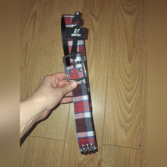 NWT punk rock studded plaid belt - Picture 5 of 5